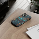 Vintage Teal 1957 Bel Air Classic Car Tough Case | Retro Rainy City Phone Cover