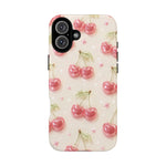 Pink Cherry Pattern Phone Case | Cute Retro Fruit Design