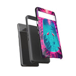 Neon Flamingo Pool Vaporwave Art Tough Phone Case