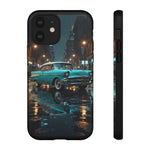 Vintage Teal 1957 Bel Air Classic Car Tough Case | Retro Rainy City Phone Cover