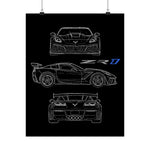 2019 ZR1 Poster Wall Art Print C7 Supercar Blueprint Garage Decor Gift