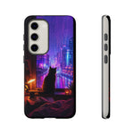 Lo-Fi Cat Neon Rain Window Vaporwave Art Tough Phone Case