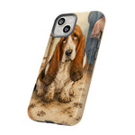 Guilty Basset Hound Phone Case, Muddy Watercolor Art Cover