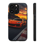 Orange C8 Z06 Flat Plane V8 Speed Art Tough Phone Case