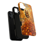 Yorkshire Terrier Jumping in Autumn Leaves Tough Case | Fall Dog Phone Cover