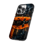 Orange Daytona Phone Case, Rainy City Night Muscle Car Tough Cover