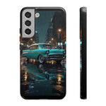 Vintage Teal 1957 Bel Air Classic Car Tough Case | Retro Rainy City Phone Cover