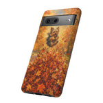 Yorkshire Terrier Jumping in Autumn Leaves Tough Case | Fall Dog Phone Cover