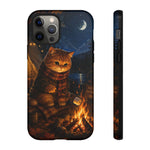 Campfire Cat Phone Case, Marshmallow Night Painterly Cover