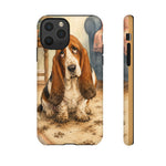Guilty Basset Hound Phone Case, Muddy Watercolor Art Cover