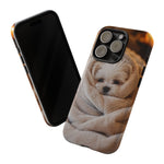Maltese Puppy Burrito Phone Case, Cozy Blanket Portrait