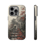 Autumn Temple Steps phone case | Japanese watercolor landscape cover