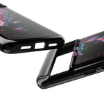 Glitch Koi Fish Art Tough Phone Case - Cyan Pink on Black