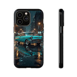 Vintage Teal 1957 Bel Air Classic Car Tough Case | Retro Rainy City Phone Cover