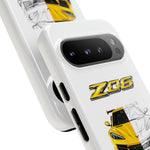 Z06 Corvette Phone Case, Yellow Sketch Reveal Chrome Cover
