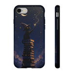Starry Wizard Cat on Books phone case
