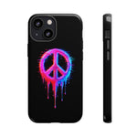 Glitch Peace Sign Phone Case, RGB Melt Digital Art Tough Cover, Gift