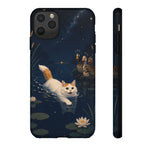 Turkish Van Swimming Cat Tough Case | Whimsical Night Pond, Lily Pads, Ducks