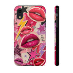 Pop Art Kiss Lip Pattern Phone Case | Bold Lightning Star Collage