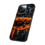 Orange Daytona Phone Case, Rainy City Night Muscle Car Tough Cover
