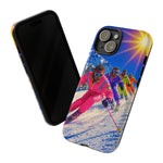 Retro Skiers Phone Case | Neon 80s Skiing Tough Cover