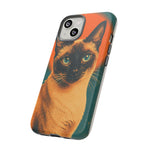 Siamese Cat Retro Halftone Portrait Case - Orange Teal Print