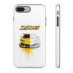 Z06 Corvette Phone Case, Yellow Sketch Reveal Chrome Cover