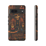 DJ Cat Phone Case, Glowing Turntables Folk Art Cover