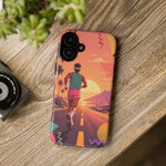 Retro Runner Sunset phone case | 80s Vaporwave jogging design