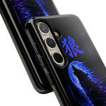 Glitch Wolf Howl Art Tough Phone Case - Blue Violet