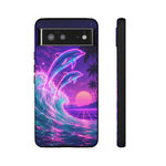 Neon Dolphin Ocean Vaporwave Art Tough Phone Case
