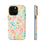 Watercolor Flip Flops pattern Tough Case | Beach Shells Phone Cover