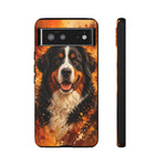 Bernese Mountain Dog Portrait Tough Phone Case - Warm Paint Splatter