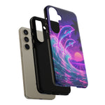 Neon Dolphin Ocean Vaporwave Art Tough Phone Case