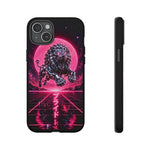 Chrome Lion Phone Case, Neon Grid Katakana Pride Tough Cover