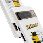 Z06 Corvette Phone Case, Yellow Sketch Reveal Chrome Cover