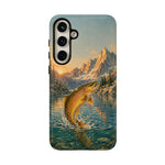 Leaping Golden Trout Lake Scene phone case | Tough Cover