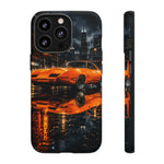 Orange Daytona Phone Case, Rainy City Night Muscle Car Tough Cover