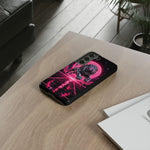 Chrome Lion Phone Case, Neon Grid Katakana Pride Tough Cover