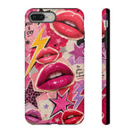 Pop Art Kiss Lip Pattern Phone Case | Bold Lightning Star Collage