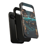Vintage Teal 1957 Bel Air Classic Car Tough Case | Retro Rainy City Phone Cover