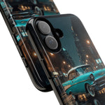 Vintage Teal 1957 Bel Air Classic Car Tough Case | Retro Rainy City Phone Cover