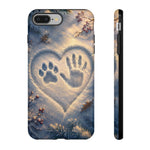 Pet Paw Print Phone Case Snow Heart Tough Cover Gift Art