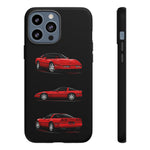 C4 Corvette Art Phone Case Red, Three-View Vector Cover, Gift