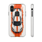 Z06 C8 Phone Case, White Top-Down Painterly Stripe Cover