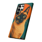 Siamese Cat Retro Halftone Portrait Case - Orange Teal Print