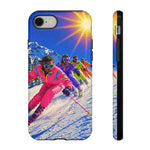 Retro Skiers Phone Case | Neon 80s Skiing Tough Cover