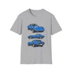 Blue 1973 Corvette Illustration T-Shirt | Classic Sports Car Trio