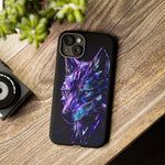 Holographic Wolf Phone Case, Fractured Prism Iridescent Cover