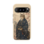 Samurai Cat Phone Case, Cherry Blossom Katana Art Cover